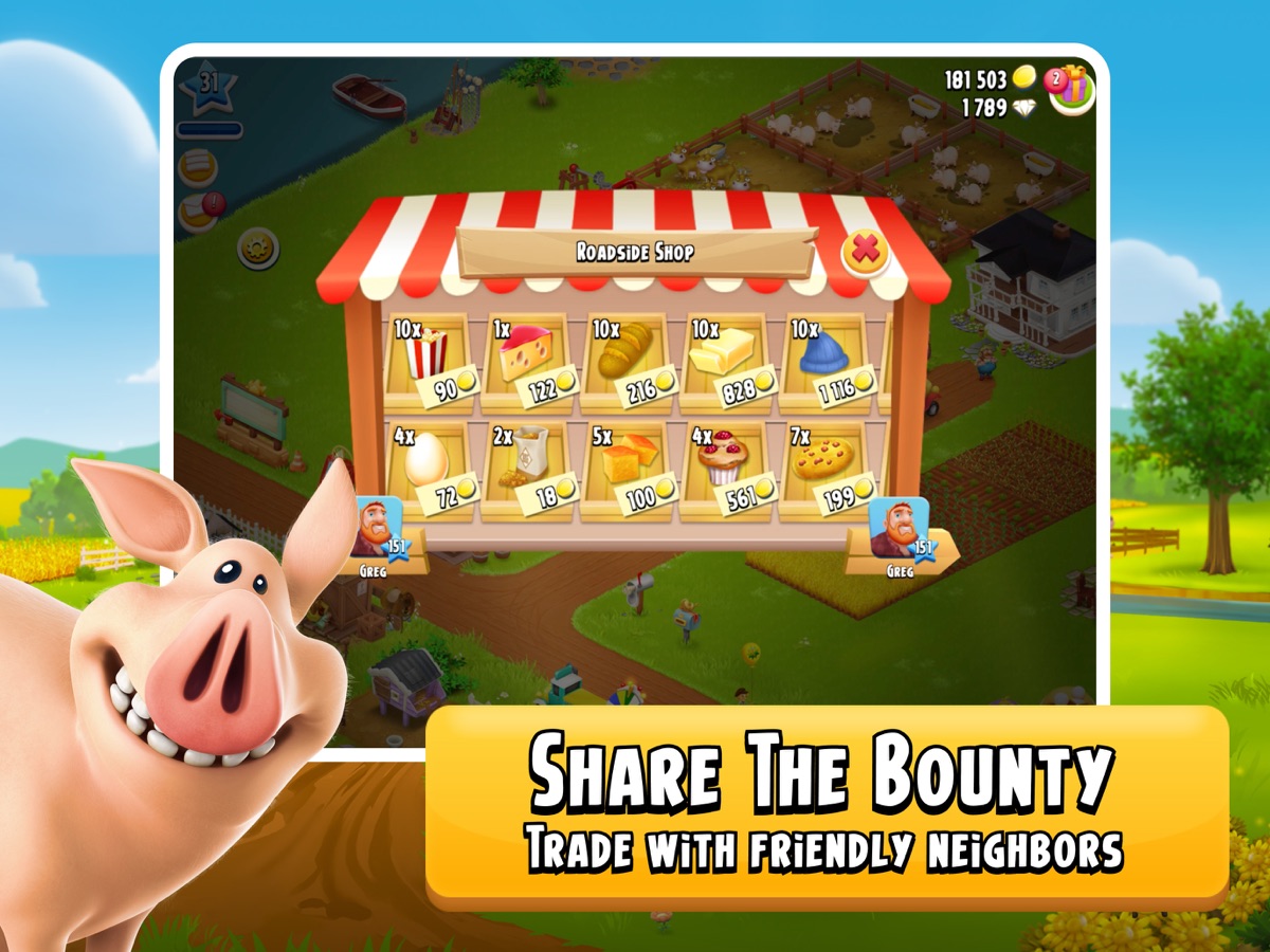 Official Hay Day farm and roadside trading scene